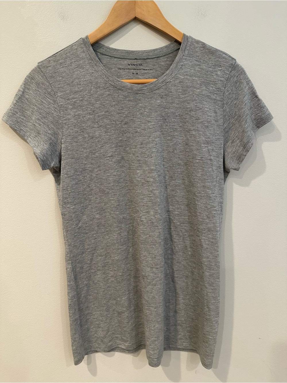 Vince Cotton Modal Blend Short Sleeve Tee in Gray Medium EUC